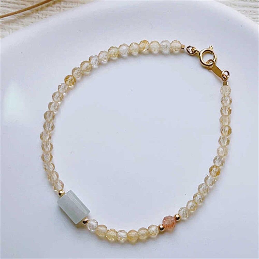 Bracelet "Brillante Sérénité" en Quartz Fraise, Citrine et Jadéite