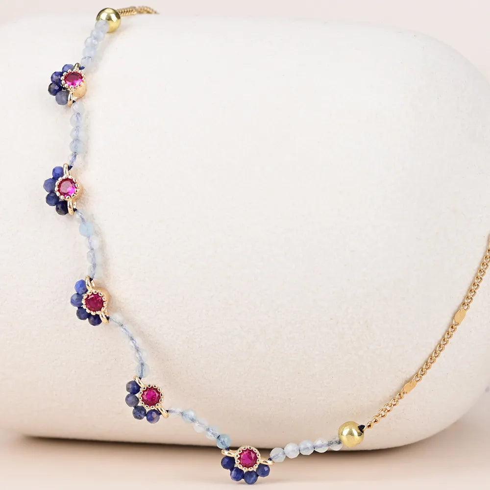 Collier Divine Floraison en Opale & Sodalite