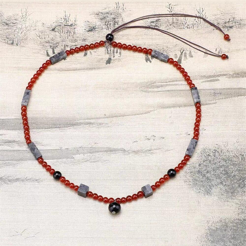 Collier Cosmos Magique en Agate Naturelle et Pierre Scintillante