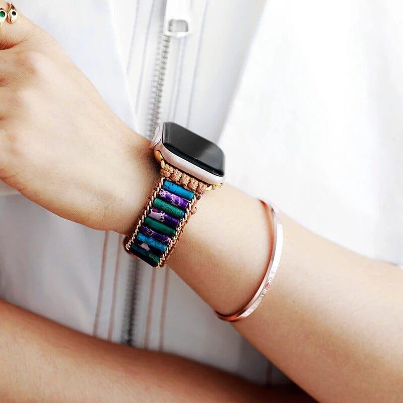 Bracelet d'Apple Watch Captivant et Positif en Pierres Naturelles