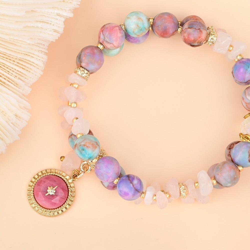 Bracelet en Quartz Rose et Rhodochrosite Amour Enchanté
