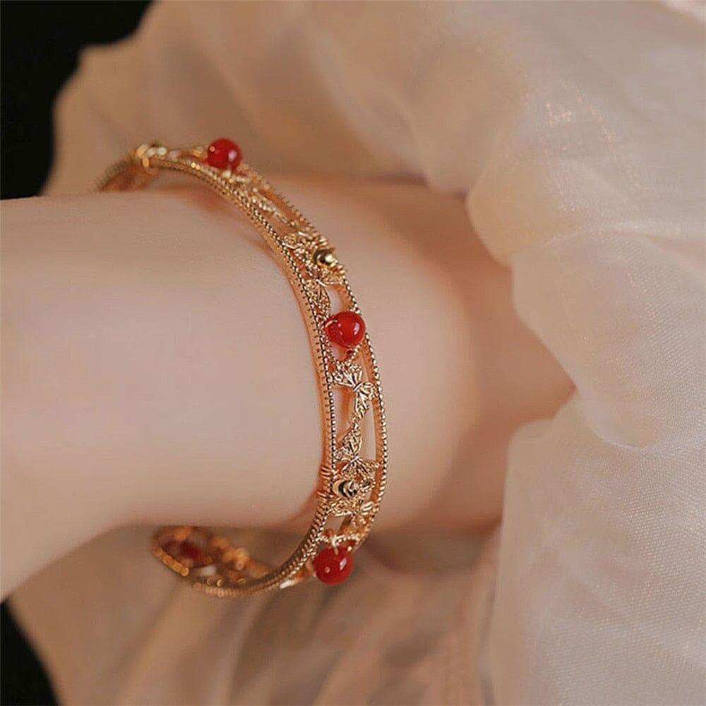 Bracelet Papillon de Renaissance Joyeuse en Agate Rouge