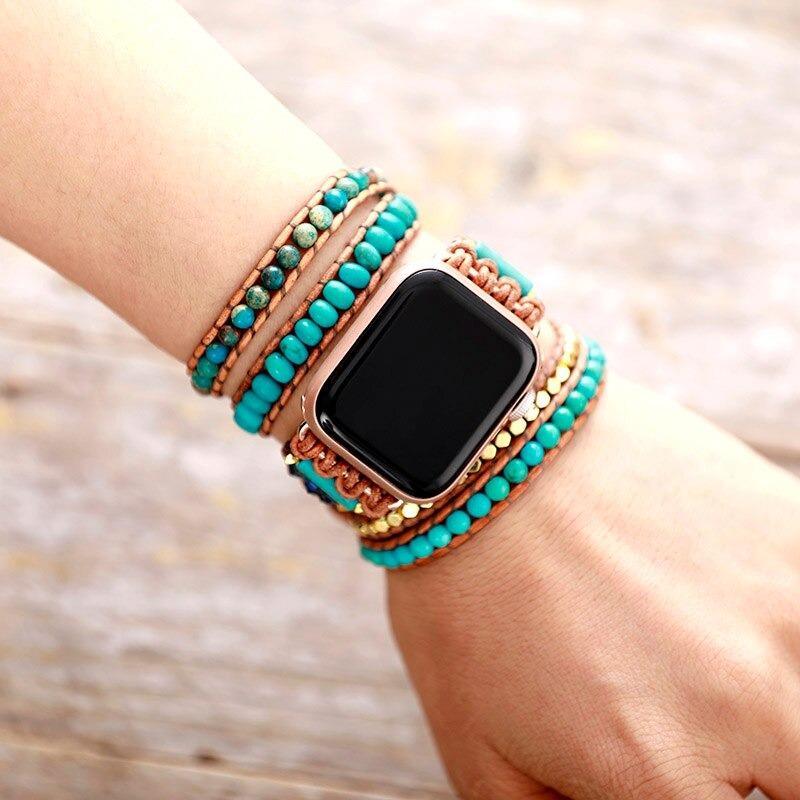 Bracelet pour Apple Watch Énergie Pure en Jaspe et Turquoise