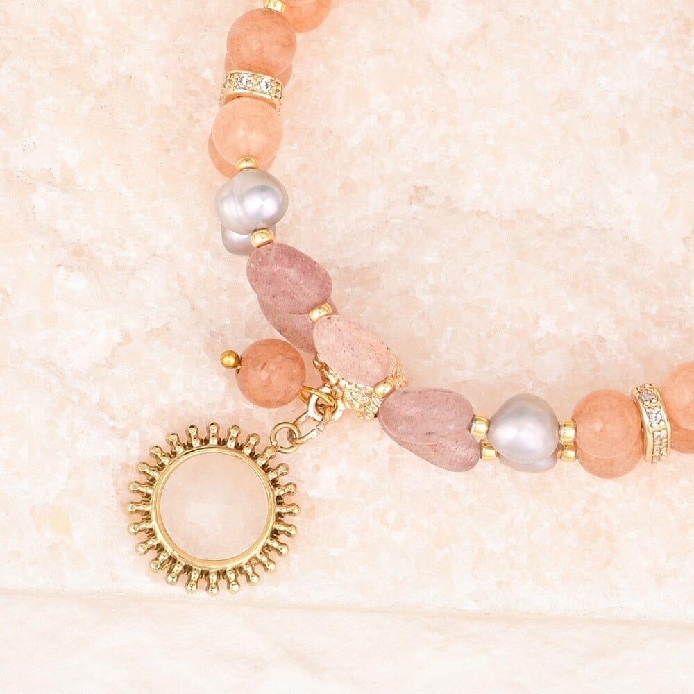 Bracelet Bonheur Intérieur en Jade Blanc & Quartz de Fraises