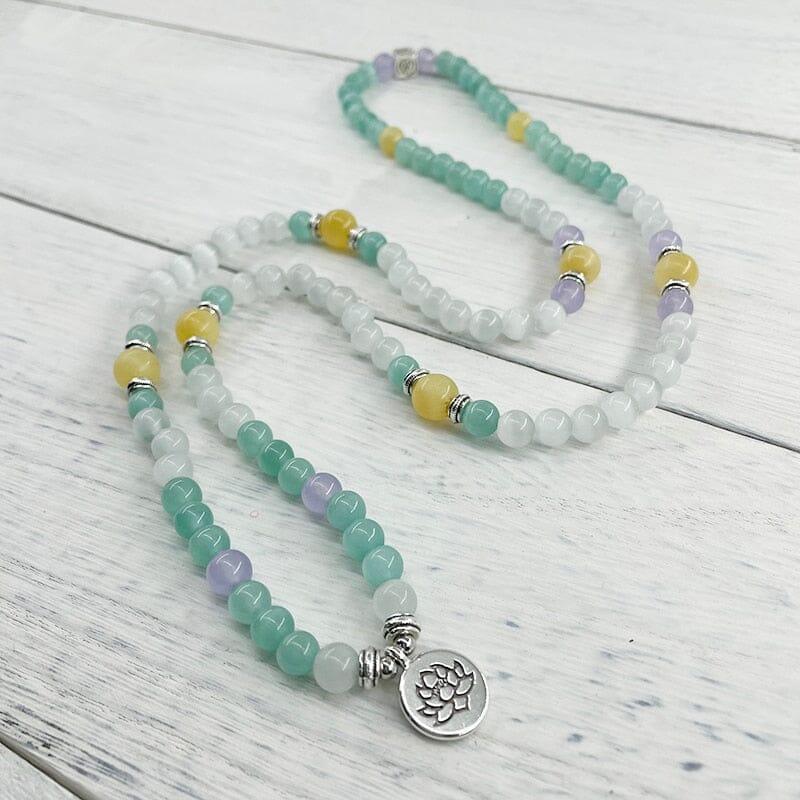 Bracelet Mala Abondance Spirituelle en Jade Jaune et Opale