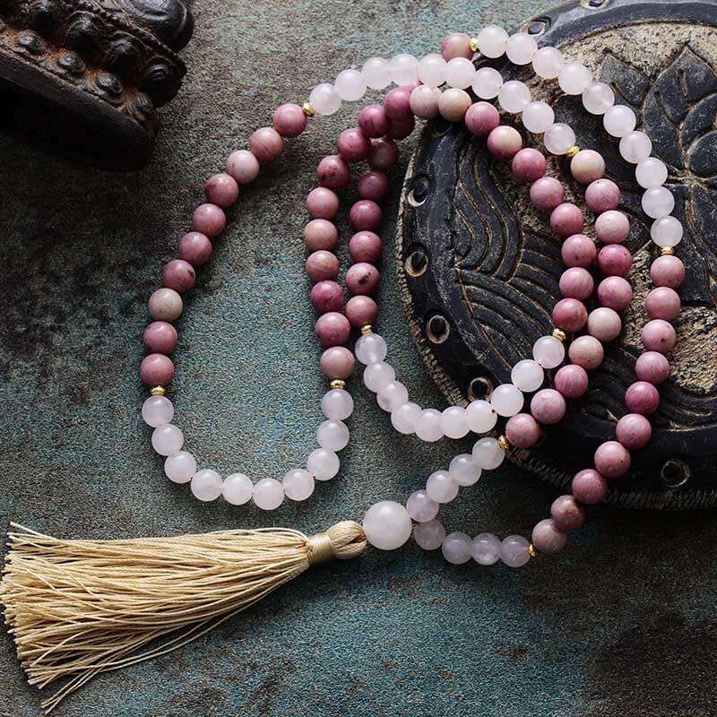 Ensemble Mala Amour Béni en Quartz Rose et Rhodonite