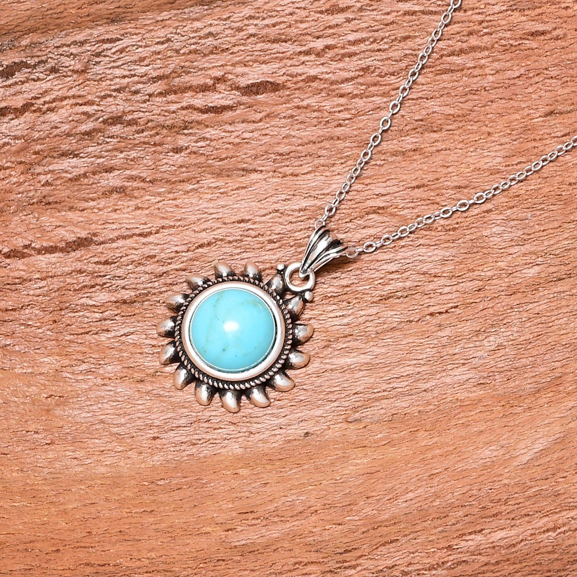 Collier Porte-Bonheur Hera et Pendentif Soleil en Turquoise