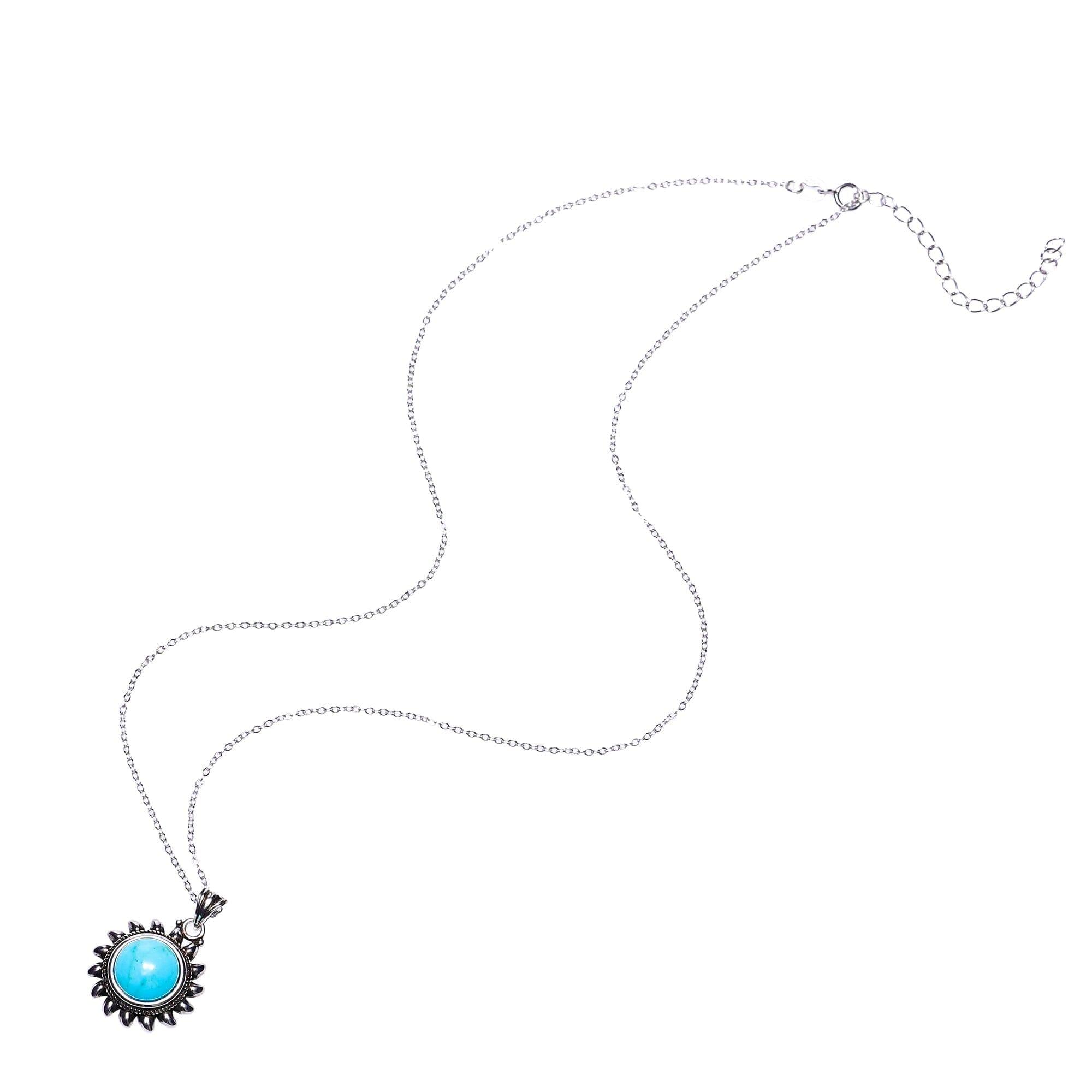 Collier Porte-Bonheur Hera et Pendentif Soleil en Turquoise
