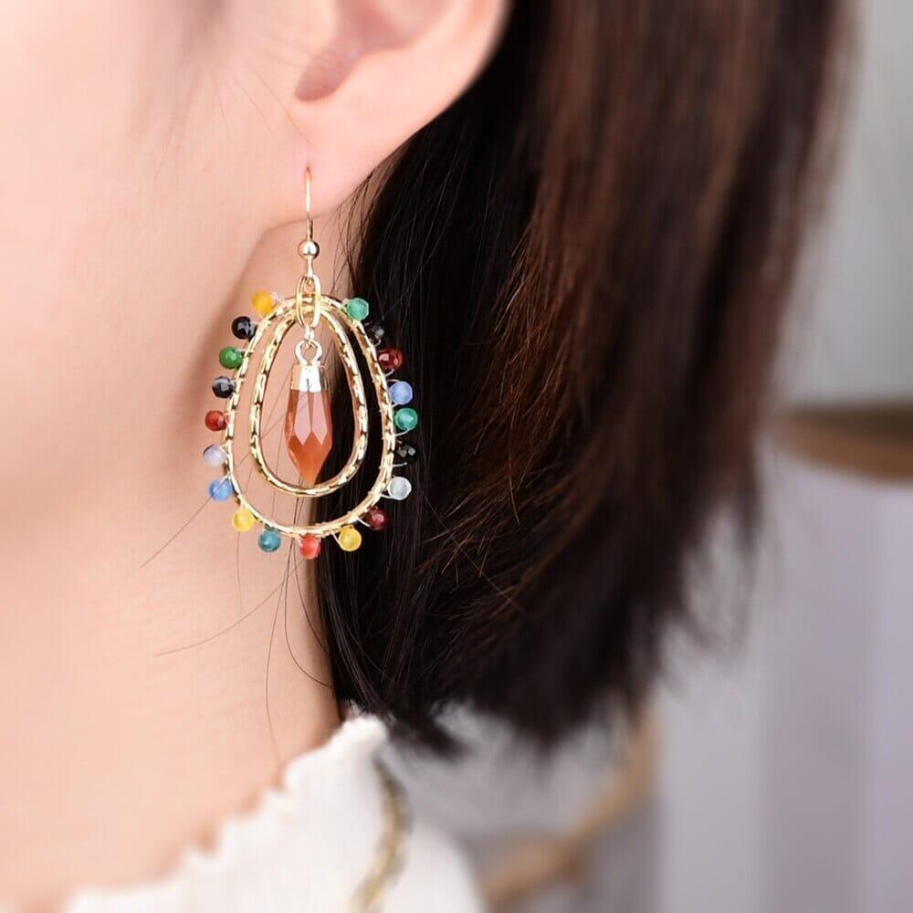 Boucles d'Oreilles Essence de l'Âme en Pierres Naturelles