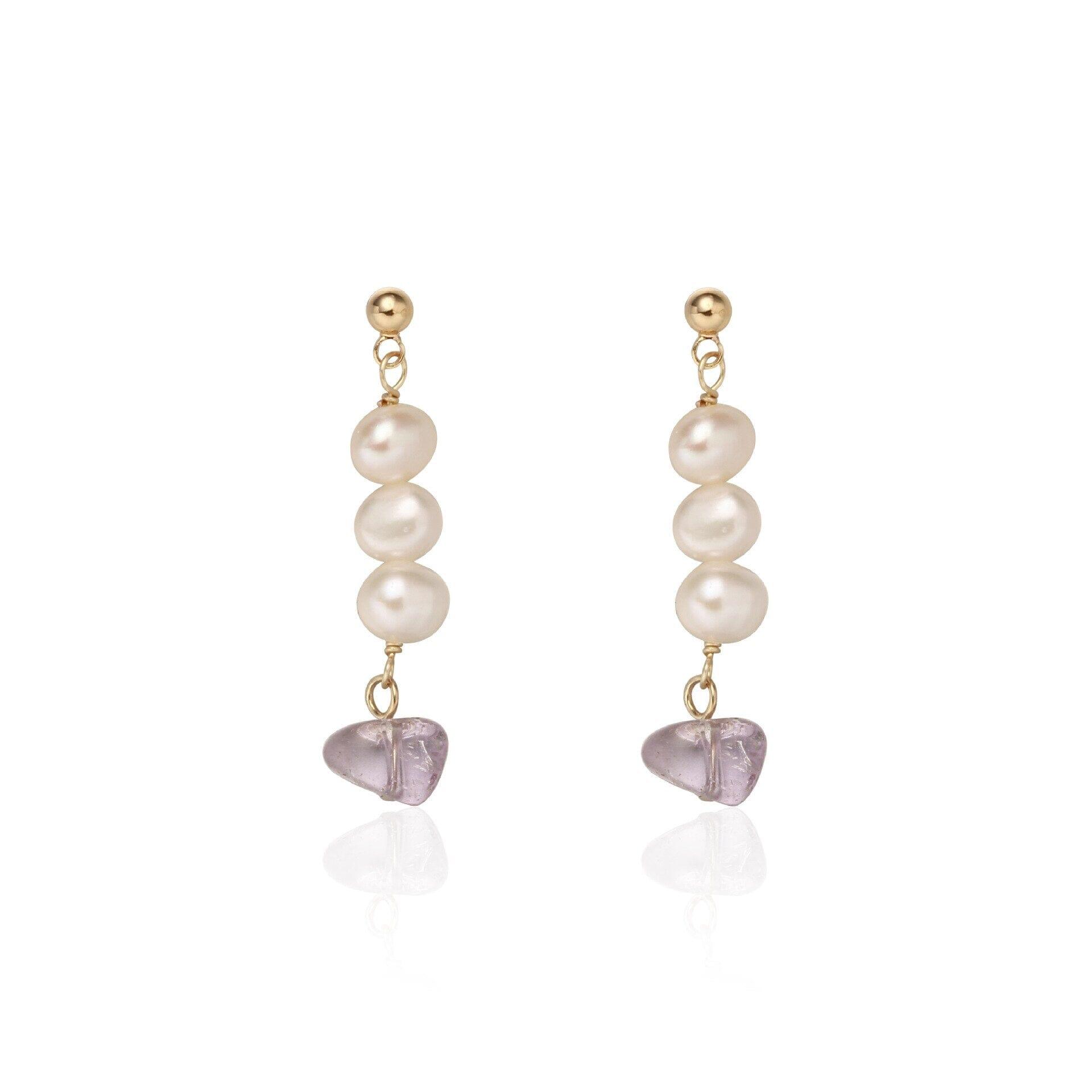 Boucles d'Oreilles Grâce et Sagesse en Perles & Améthyste