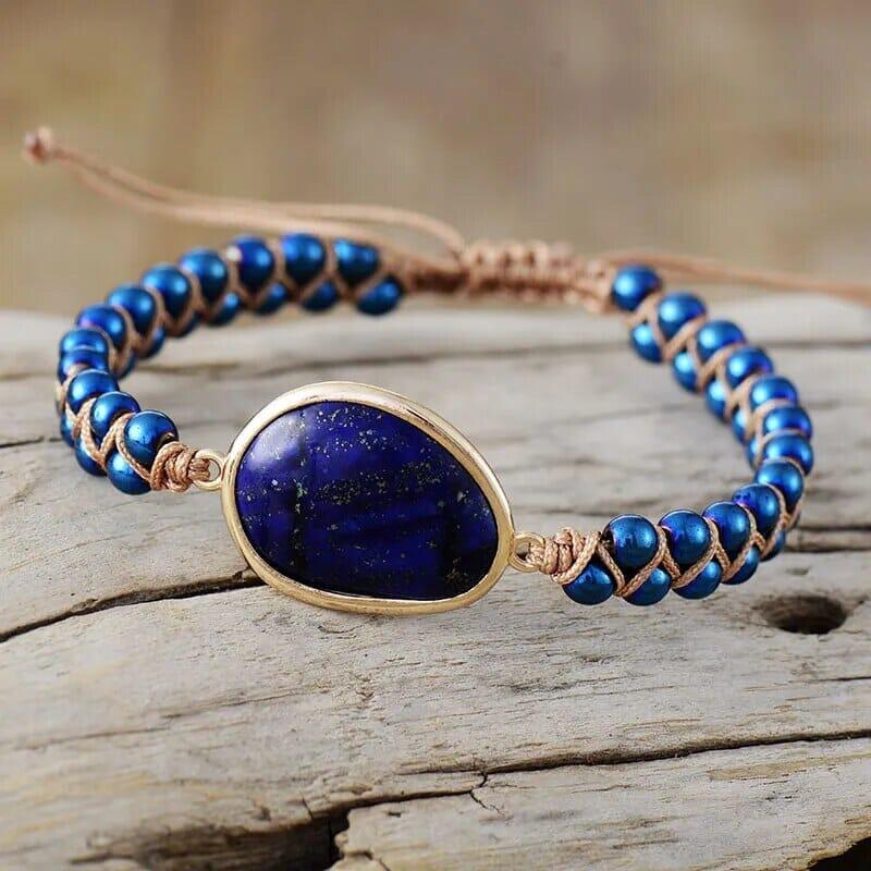 Bracelet Armure de Sagesse en Lapis-Lazuli & Améthyste