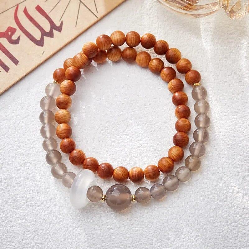 Bracelet Voyage Divin en Bois de Cyprès et Agate