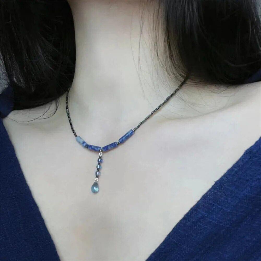 Collier Eaux du Crépuscule en Quartz Bleu
