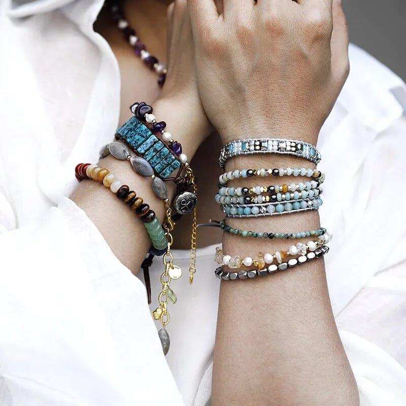 Bracelet Wrap Cascade d’Amazonite en Amazonite