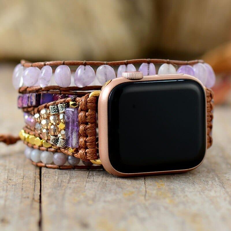 Bracelet d'Apple Watch Douce Sérénité en Jade Violet