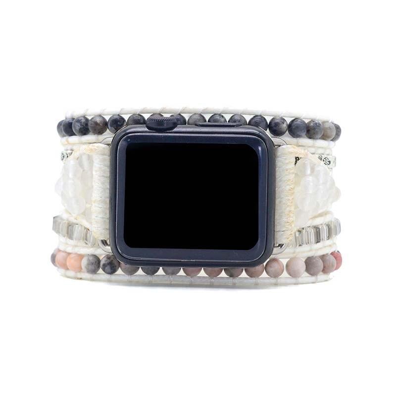 Bracelet de Montre Apple en Labradorite Blanche