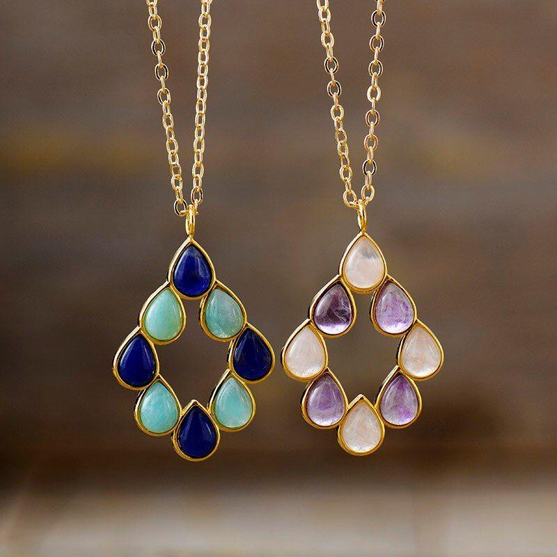 Collier Pendentif Duo de Minéraux Pouvoir de Guérison