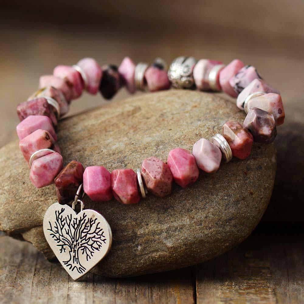 Bracelet d'Amour Arbre de Vie en Rhodonite