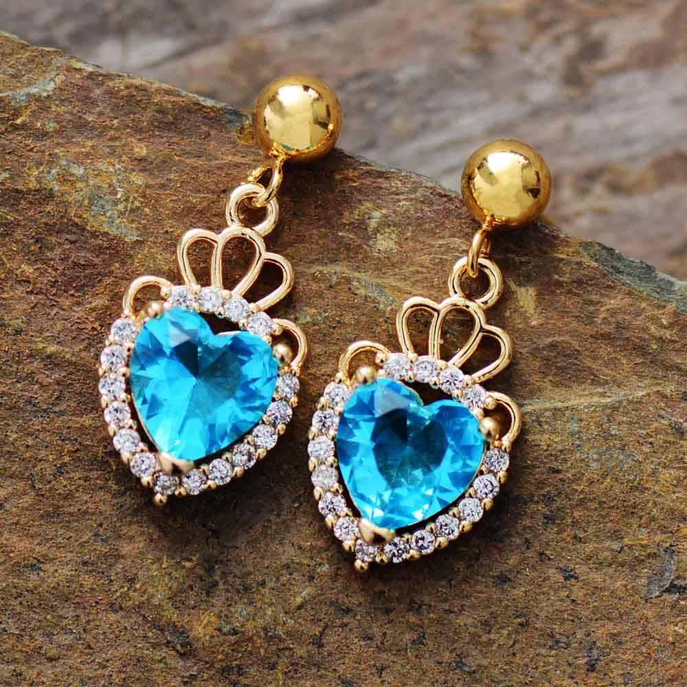 Boucles d'Oreilles Coeur Rayonnant en Zirconium Cubique