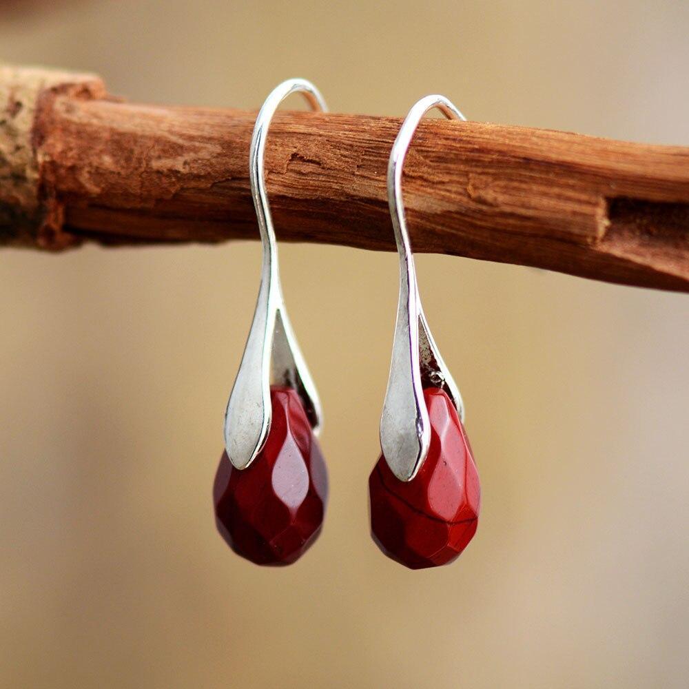 Boucles d'Oreilles Goutte en Pierres Précieuses