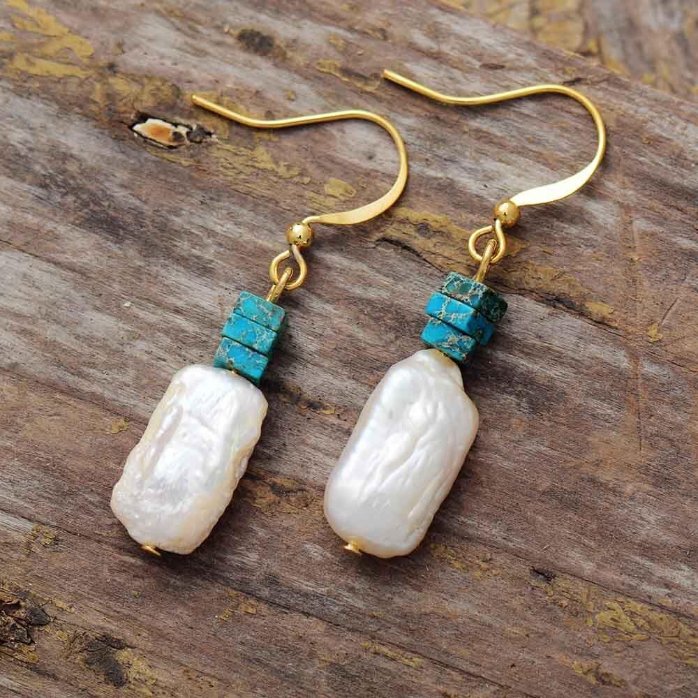 Boucles d'Oreilles en Perles Naturelles Brutes