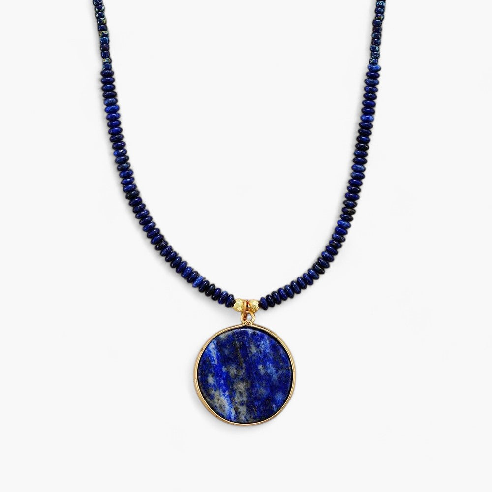 Collier Délicat en Lapis Rond