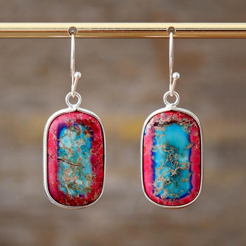 Boucles d'Oreilles en Jaspe Impérial Géométriques