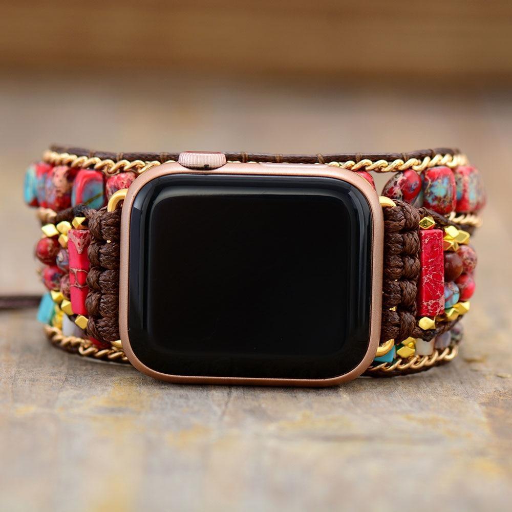 Bracelet pour Apple Watch en Jaspe Rouge Impérial