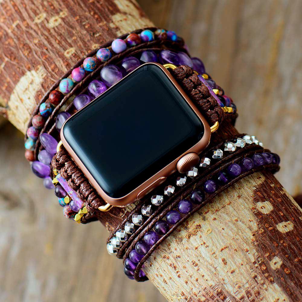 Bracelet d'Apple Watch Fortune Intemporelle en Améthyste