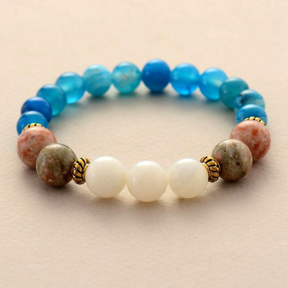 Bracelet de Yoga en Perles Bleues