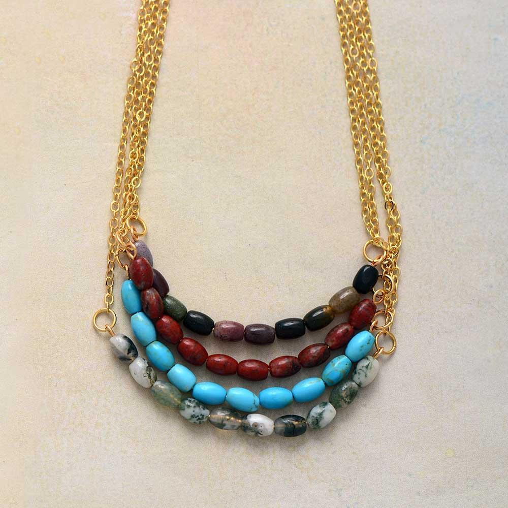 Collier Mala en Pierres Naturelles et Chaînes