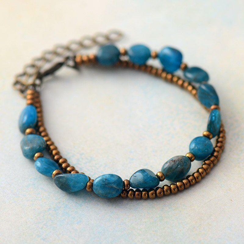 Bracelet Multicouches Espoir d'Amour en Amazonite & Apatite
