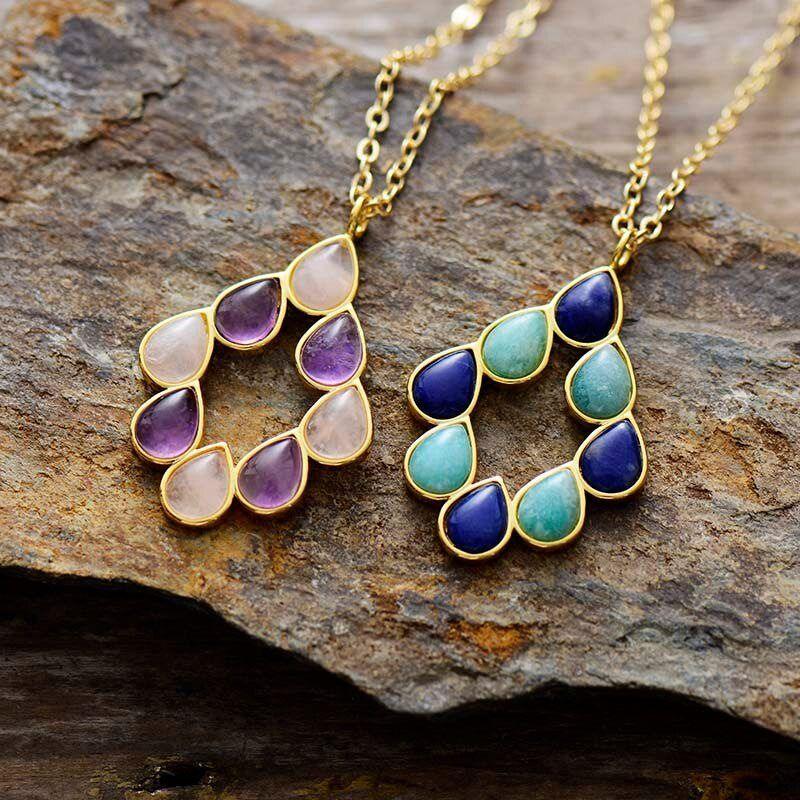 Collier Pendentif Duo de Minéraux Pouvoir de Guérison