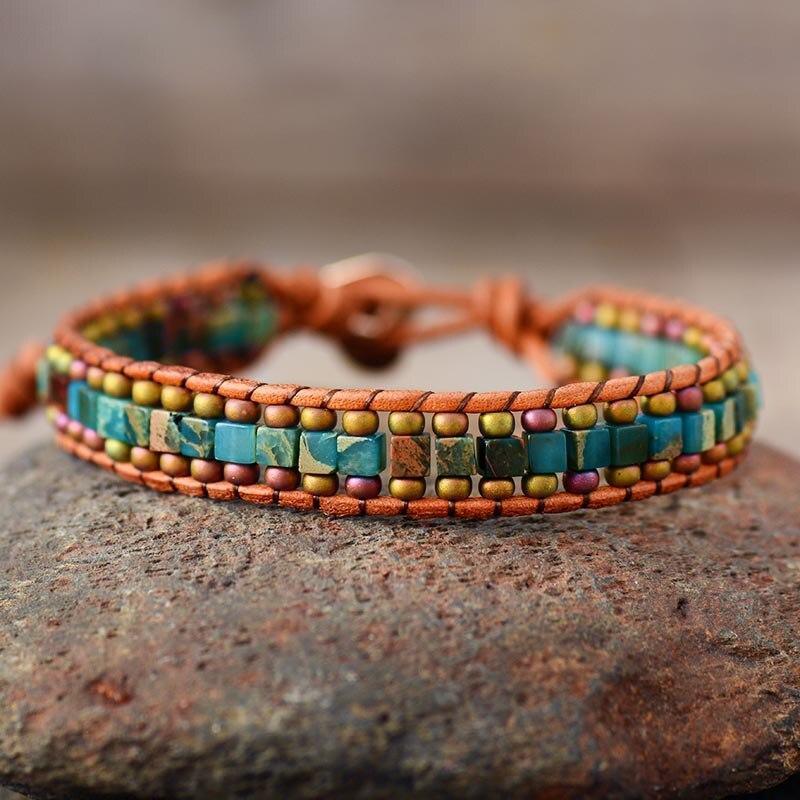 Bracelet en Perles Carrées Ethnique