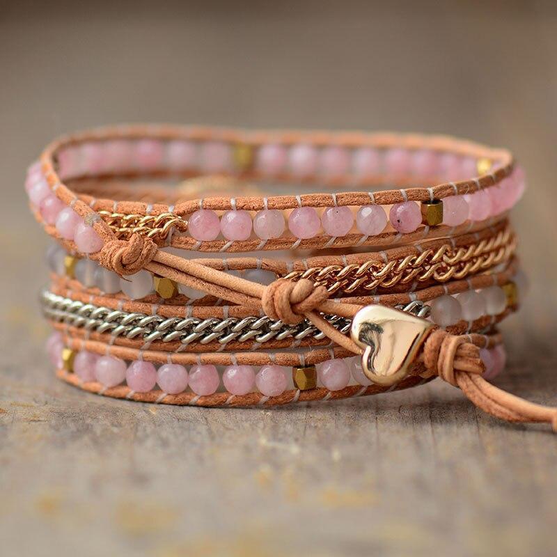 Bracelet Mystique Rose à Cinq Brins