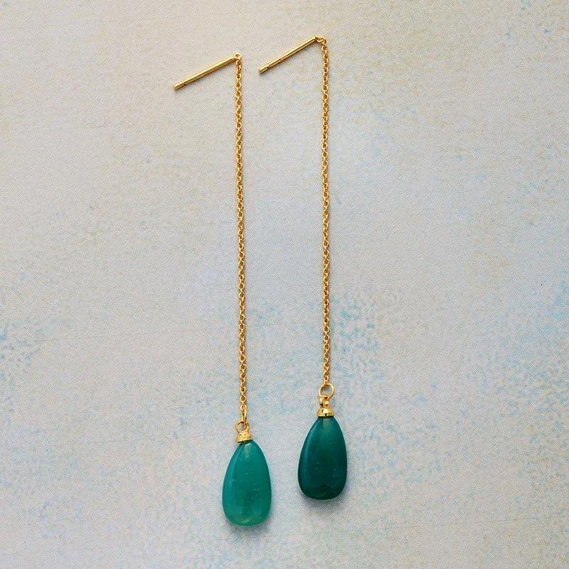 Boucles d'Oreilles Vision Aquatique en Agate