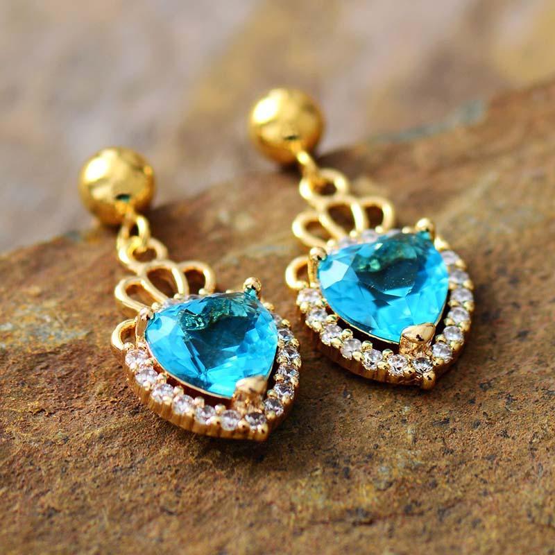 Boucles d'Oreilles Coeur Rayonnant en Zirconium Cubique