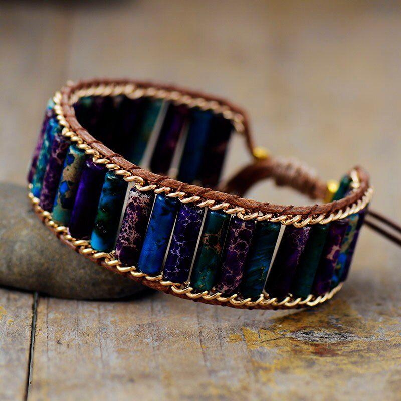 Bracelet Équilibre Énergétique & Protection Naturelle en Oeil de Tigre et Jaspe Impérial