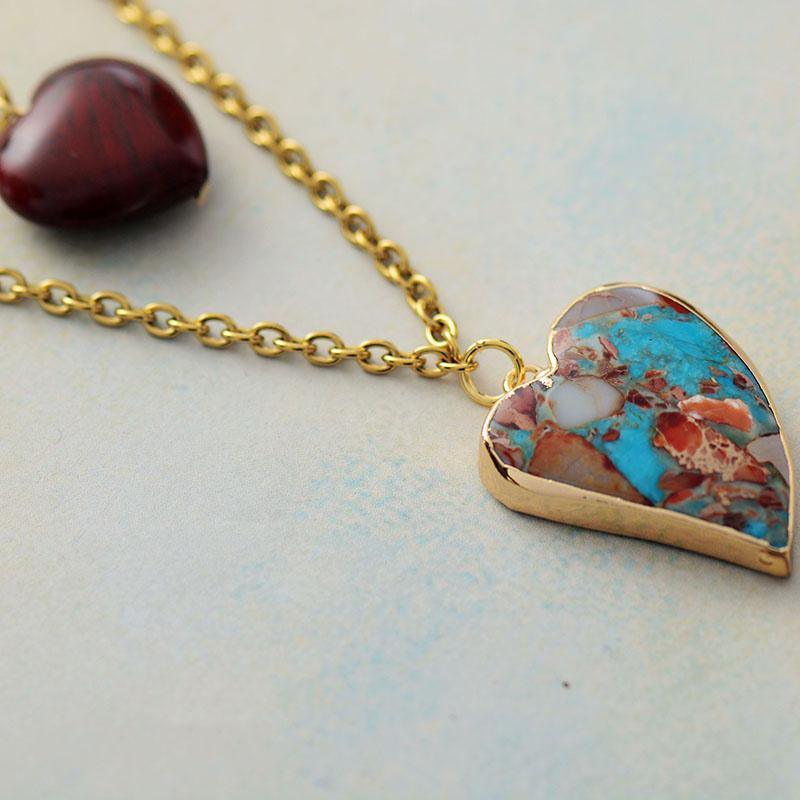 Collier Coeur Multicouches en Jaspe