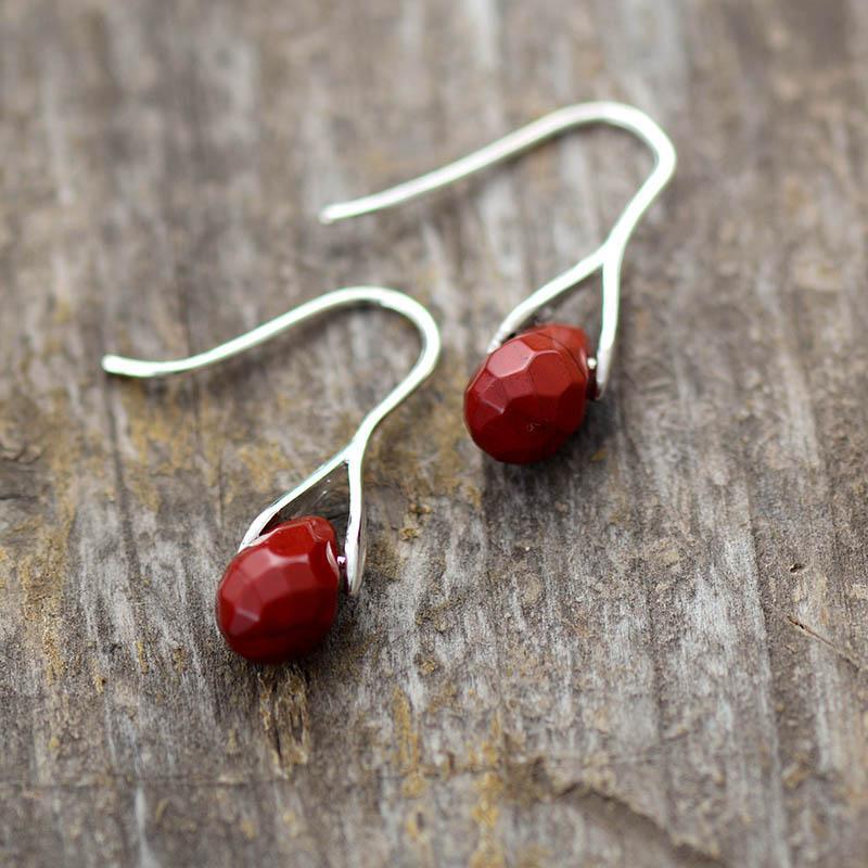 Boucles d'Oreilles Goutte en Pierres Précieuses