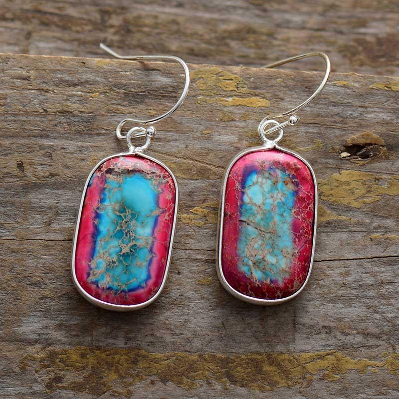 Boucles d'Oreilles en Jaspe Impérial Géométriques