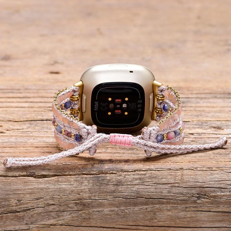 Bracelet de Montre Fitbit Douceur de l'Âme en Pierres Naturelles