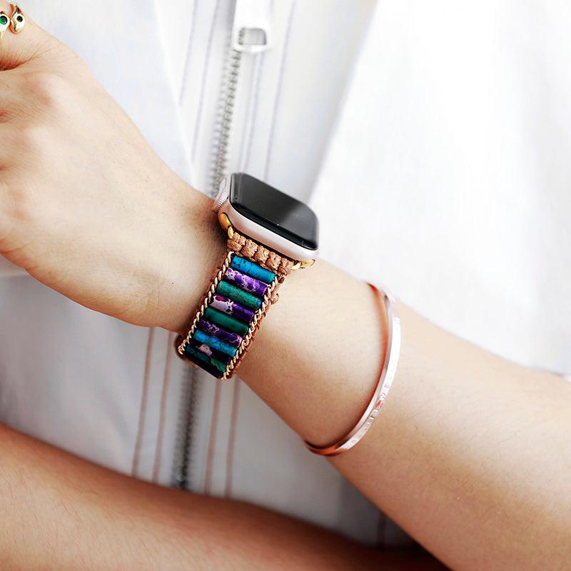 Bracelet d'Apple Watch Pouvoir de Guérison Naturel en Jaspe