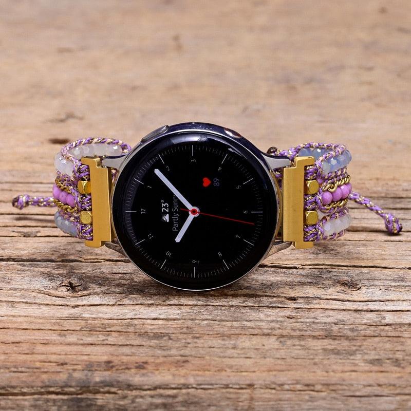 Bracelet de Montre Samsung Mystères Violets en Pierre Précieuse