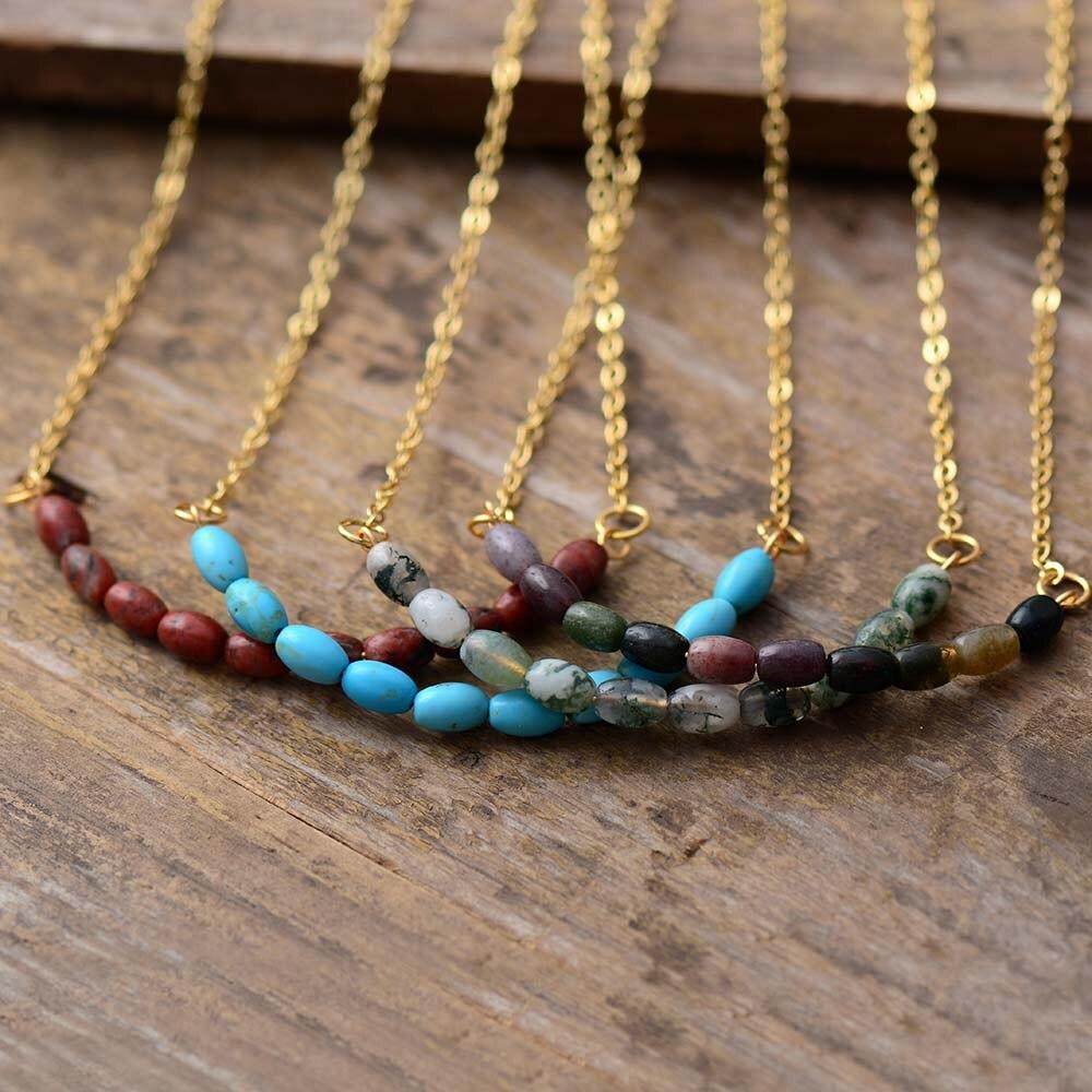 Collier Mala en Pierres Naturelles et Chaînes