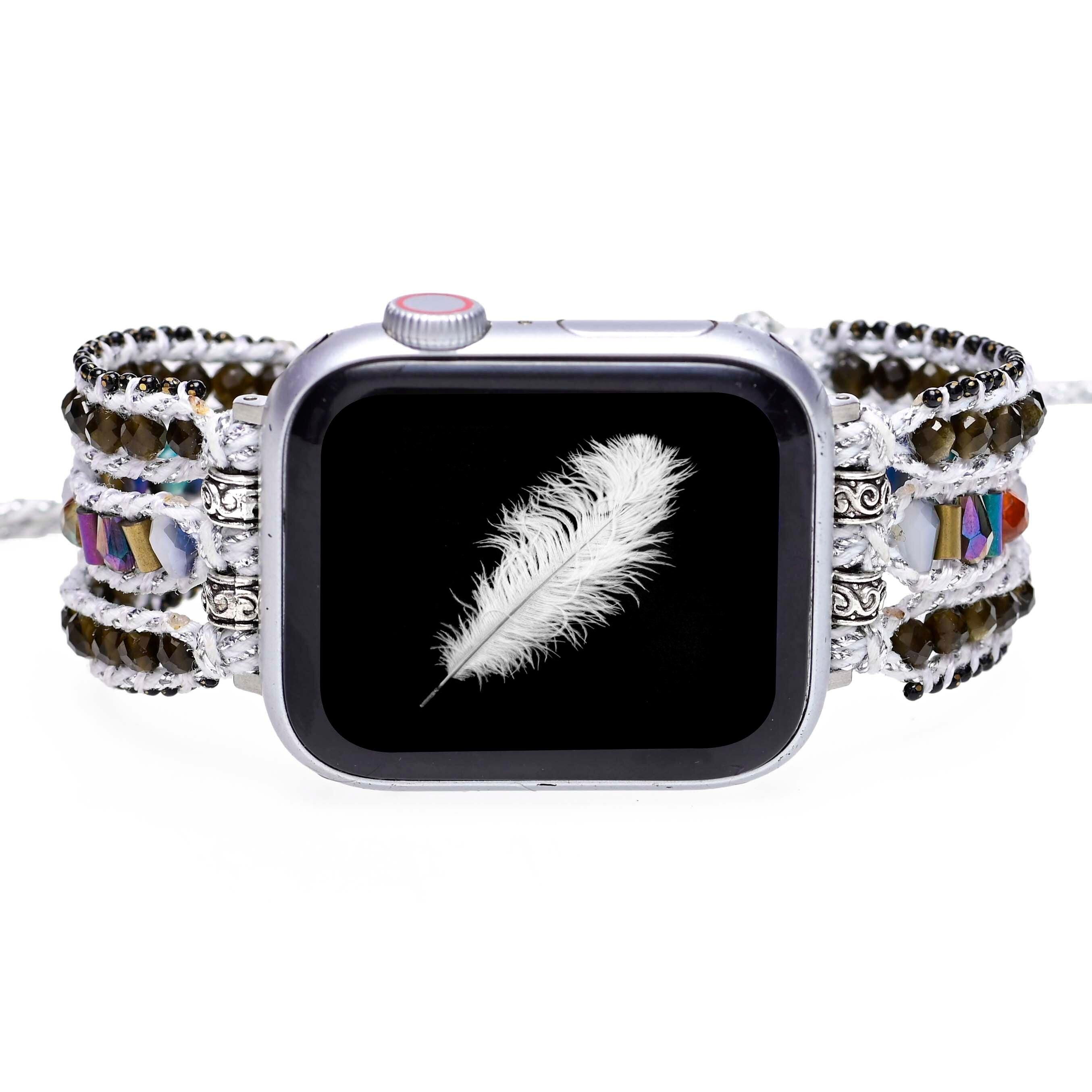 Bracelet d'Apple Watch Abondante Positivité en Or, Hématite et Obsidienne