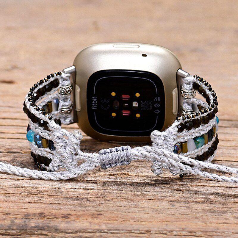 Bracelet de Montre Fitbit Précieuse Harmonie en Or, Obsidienne et Hématite