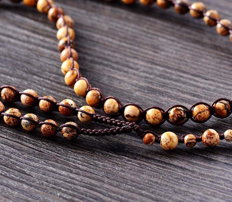 Collier et Pendentif Hamsa Bénédictions Abondantes en Jaspe