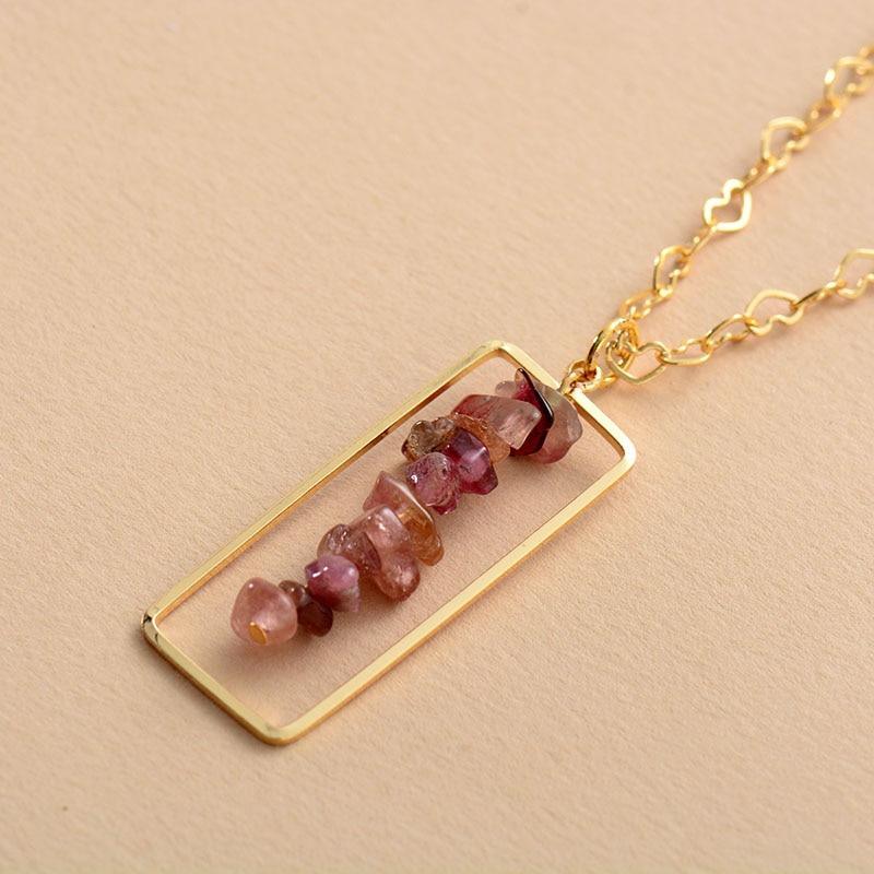 Collier Minimaliste Rectangulaire en Tourmaline