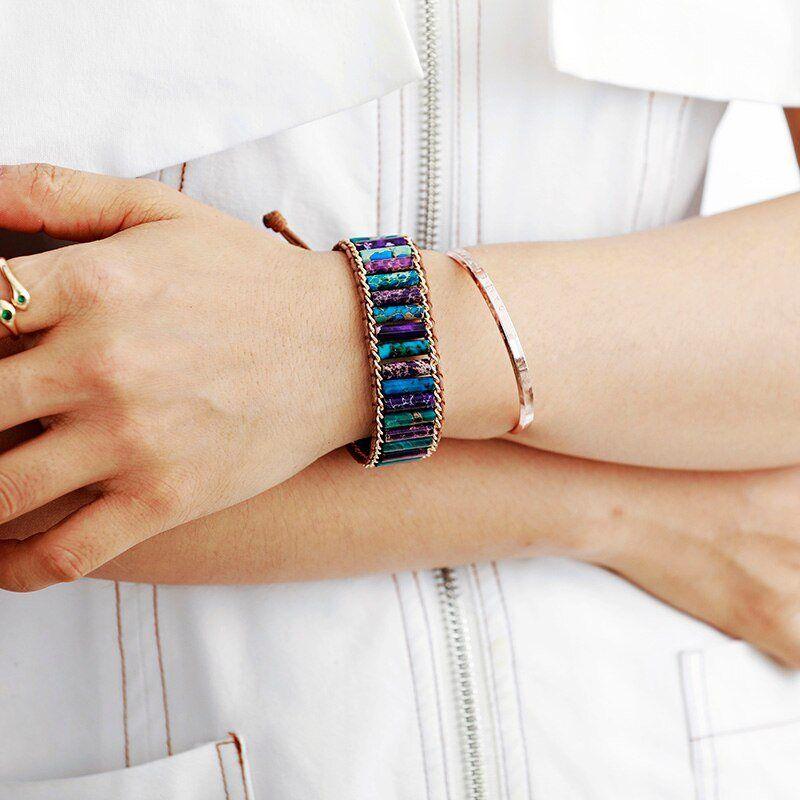 Bracelet Équilibre Énergétique & Protection Naturelle en Oeil de Tigre et Jaspe Impérial